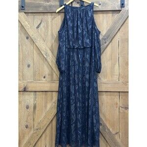 Lauren Ralph Lauren Women’s Sheer Jaquard Maxi Dress Size 14 Blue Formal Wedding